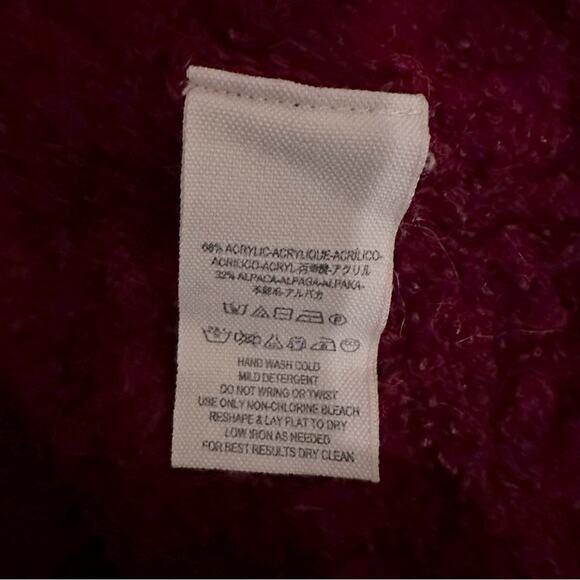 Free People Princess Sweater Alpaca Wool maroon fuzzy V neck Small Oversized - Picture 6 of 9